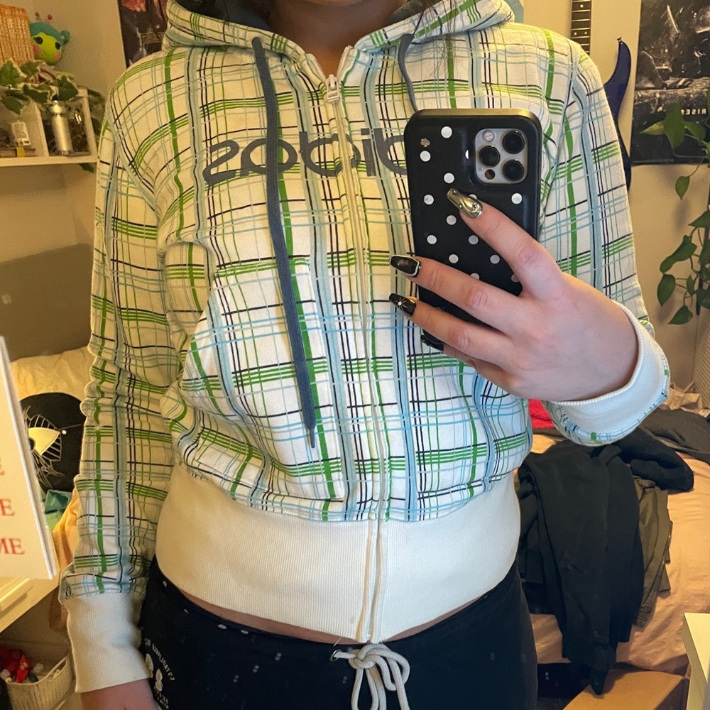 Adidas Plaid Hoodie zip up